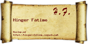 Hinger Fatime névjegykártya